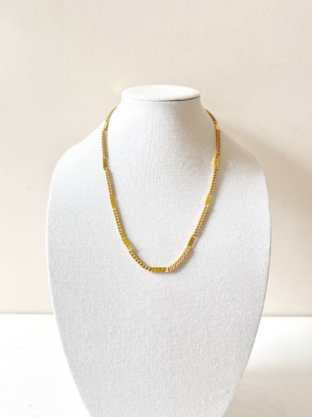 Vintage MONET Gold Tone Curb Chain Long Necklace